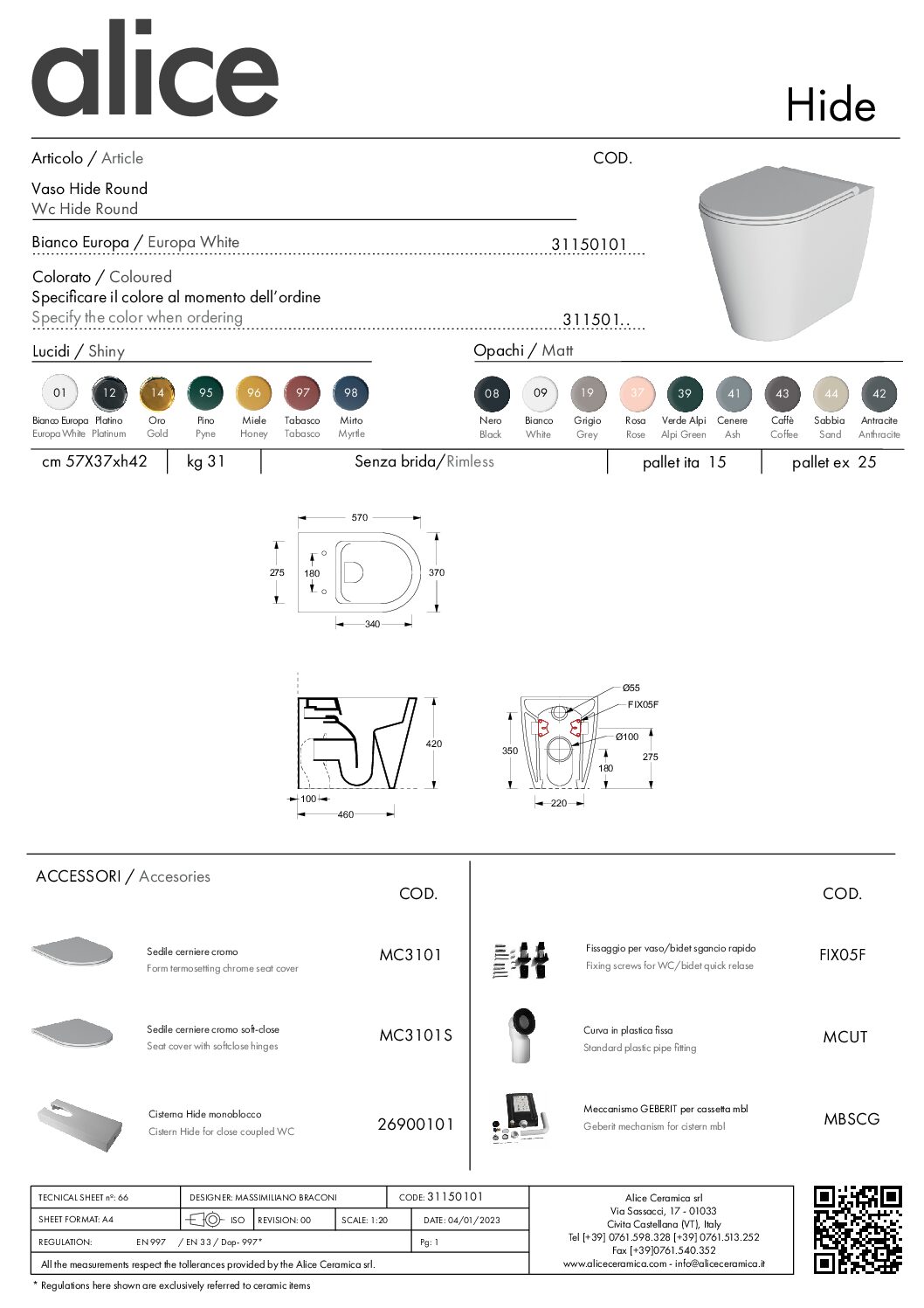 WC HIDE ROUND  BACK TO WALL