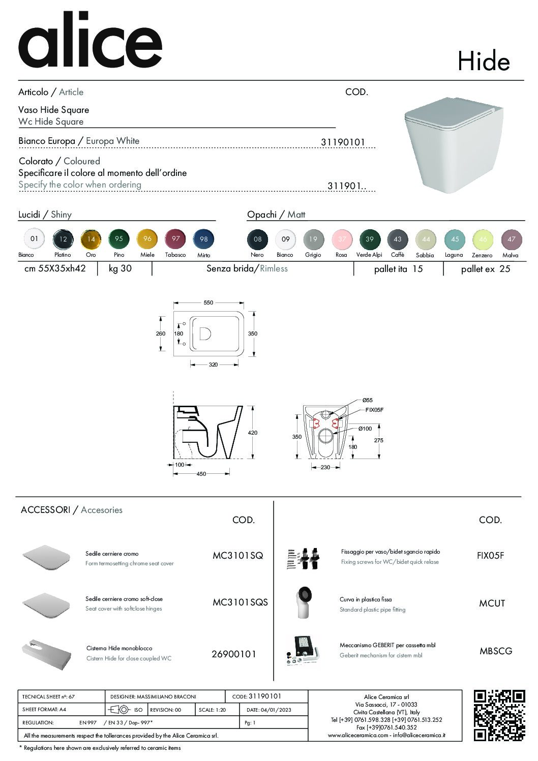 WC HIDE SQUARE BACK TO WALL