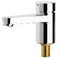 Washbasin tap self closing manual operation for warm water