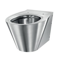 Wall-hung WC pan, 304 stainless steel, dual finish: bright polished pan interior and polished satin exterior, design toilet, quick and easy to install, lightweight: 12kg