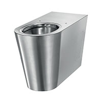 Floor-standing WC pan, 700mm elongated pan for improved comfort for people with reduced mobility, 304 stainless steel, satin finish, design toilet, quick and easy to install, lightweight: 15kg