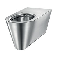 Wall-hung WC pan, 700mm elongated pan for improved comfort for people with reduced mobility, 304 stainless steel, satin finish, design toilet, quick and easy to install, lightweight: 14.5kg