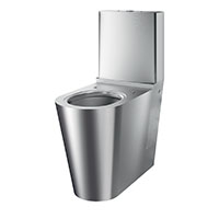 Close coupled WC pan with dual flush cistern, 700mm elongated pan for improved comfort for people with reduced mobility, 304 stainless steel, satin finish, quick and easy to install, lightweight: 22kg