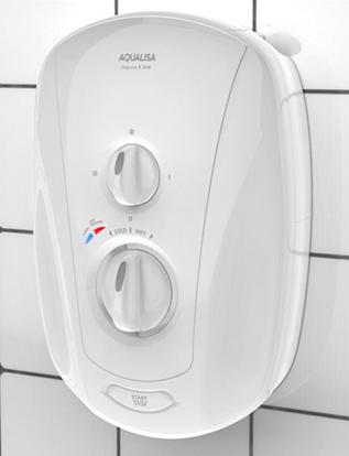 Instantaneous Electric Shower.
Product has 2 rotary controls, one for heater power selection and one for flow plus an ON/OFF button.
Product is 8.5 kW