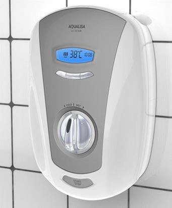 Instantaneous ElectricShower with 3 Electronic temperature selection buttons, LCD Temperature/Mode display and one rotary control for flow control plus an ON/OFF button.
Product is 10.5 kW