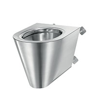Wall-hung WC pan, cross wall installation for service ducts, 304 stainless steel, satin finish, lightweight: 11kg
