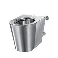 Floor-standing WC pan, cross wall installation for service ducts, 304 stainless steel, satin finish, lightweight: 13.5kg
