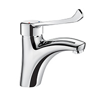 Mechanical basin mixer H. 85mm L. 135mm without pop-up waste with Hygiene control lever L. 150mm.