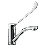 Mechanical basin mixer with swivelling spout H. 95mm L. 170mm with Hygiene control lever L. 200mm.
