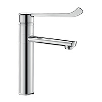 Mechanical basin mixer with swivelling spout H. 160mm L. 160mm with Hygiene control lever L. 215mm.