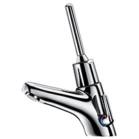 Deck-mounted time flow lever-operated basin mixer