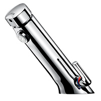 Deck-mounted time flow basin mixer