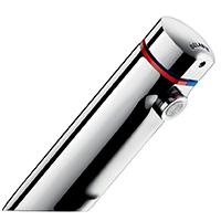 Deck-mounted single control time flow basin mixer