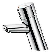 Deck-mounted single control time flow basin mixer