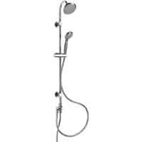 Combination assembly containing the Contour small round shower overhead and the Contour Midi 3 function handset. Both contain the ECO function that reduces water usage up to 50%.