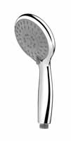 Chrome 3 function handset with ECO function to reduce water usage up to 50%. Rub clean nozzles for easy maintenance and compatible with most showers.