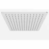 Flat Square Showerhead 300mm,  Soft Edge. Rub clean nozzles for easy maintenance. A 1/2 inch BSP connection on a swivel joint to connect to most shower arms.