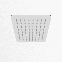 Ultra Flat Square Showerhead 200mm,  Soft Edge. Rub clean nozzles for easy maintenance. A 1/2 inch BSP connection that is compatible with most shower arms.