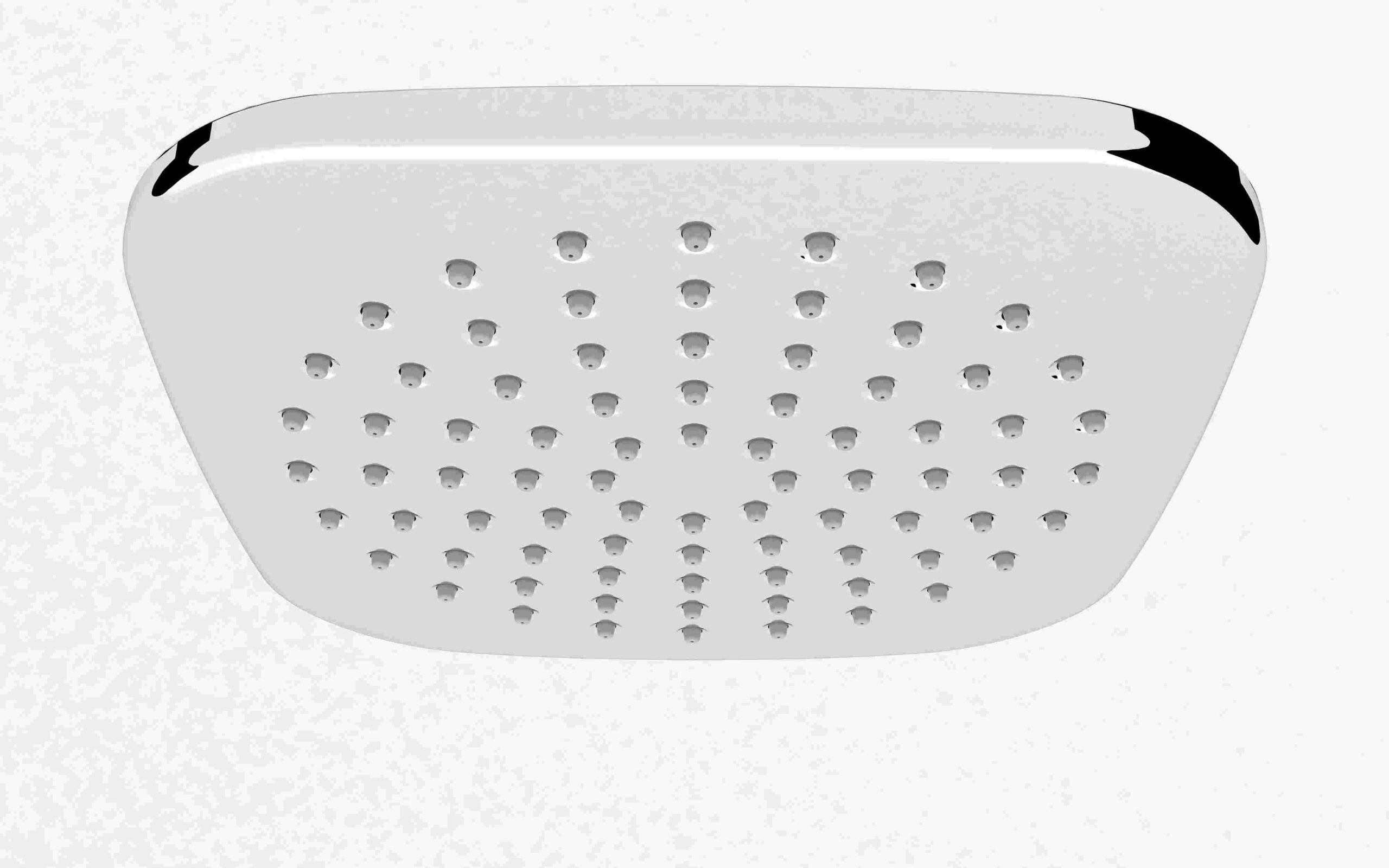200mm Soft Square Air Overhead-Full Chrome Face. Rub clean nozzles for easy maintenance. A 1/2 inch BSP connection that is compatible with most shower arms.