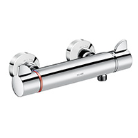 SECURITHERM dual control thermostatic shower mixer with STOP/CHECK connectors.