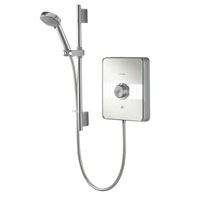 10.5kW shower with mirrored illuminated glass fascia. Sensory touch control and Over Temperature Protection system. Delayed shutdown.