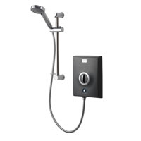 8.5kW shower. Including Over Temperature Protection, tactile start/stop push button and delayed shutdown.