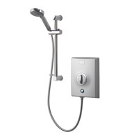 9.5kW shower. Including Over Temperature Protection, tactile start/stop push button and delayed shutdown.