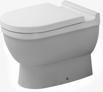Duravit Starck 3 Floorstanding toilet, 560 mm White High Gloss, Washdown model, Closed, HygieneGlaze, 3 l / 6 l, Outlet: horizontal, DE & FR & CH & CZ & SK & IT & BE & NL & LU & DK & ES & PT & GB & HU & SE & PL & AT – 0124092000