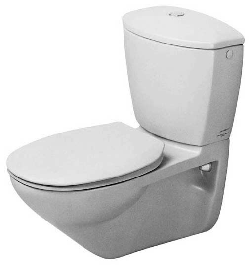 Toilet wall mounted close coupled 650 mm Duraplus Practica-Cascade, colour White, washdown model, WonderGliss