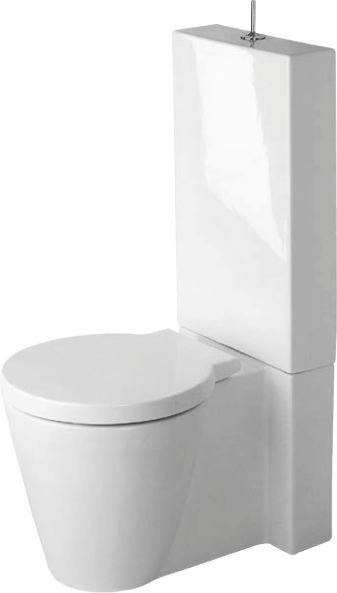 Duravit Starck 1 Floorstanding toilet for combination, Undershower toilet, Undershower system, 640 mm White High Gloss, Washdown model, Closed, For bowl mounted cistern, 0 l / 6 l, Outlet: horizontal – 0233390075