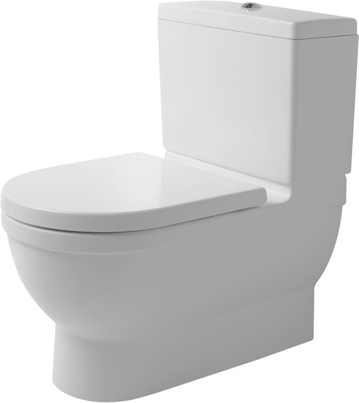 Duravit Starck 3 Floorstanding toilet for combination, 735 mm White High Gloss, Washdown model, Closed, HygieneGlaze, For bowl mounted cistern, 0 l / 6 l, Outlet: horizontal – 2104092000