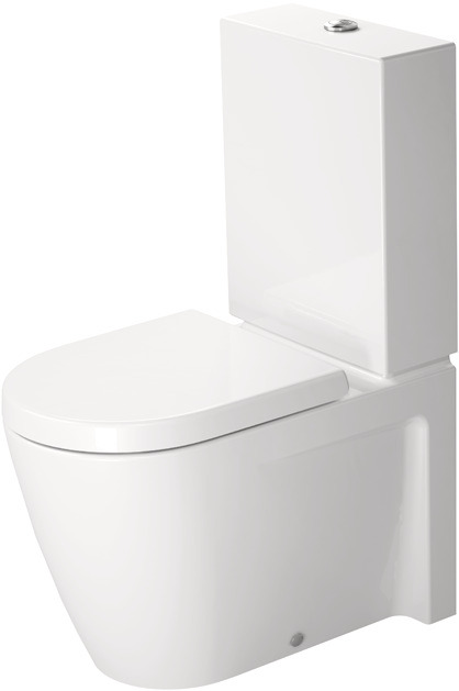 Duravit Starck 2 Floorstanding toilet for combination, Undershower toilet, Undershower system, 630 mm White High Gloss, Washdown model, Closed, For bowl mounted cistern, 0 l / 4,5 l, Outlet: horizontal – 2145390075