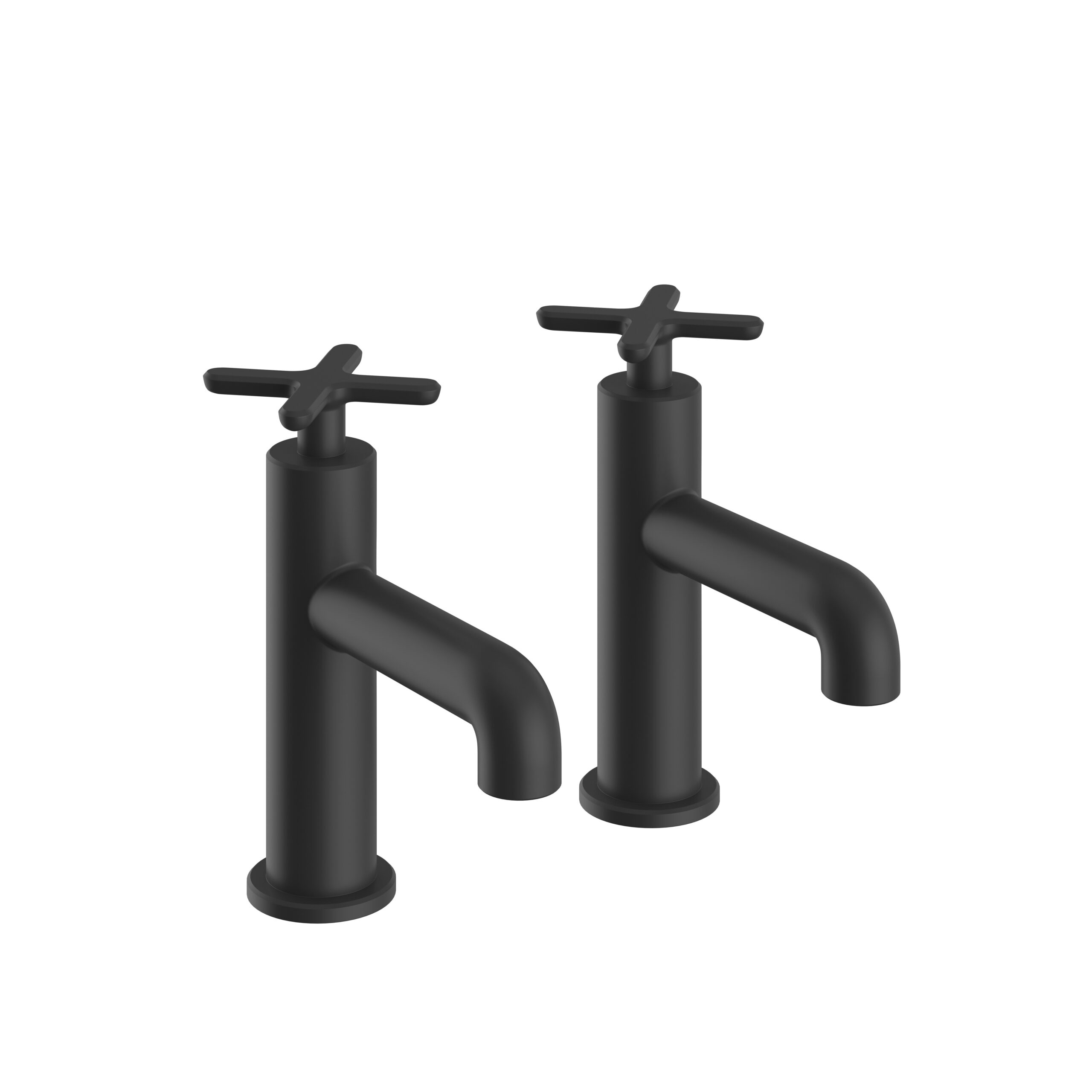 Salcombe Basin Pillar Taps Matt Black