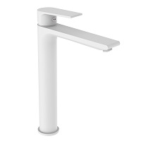 Single-lever tall basin mixer with aerator and flexible hoses 3/8″ >350mm.