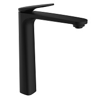Single-lever tall basin mixer with aerator and flexible hoses 3/8″ >350mm.