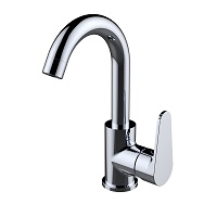 Single-lever basin mixer with aerator and flexible hoses 3/8″ >350mm.