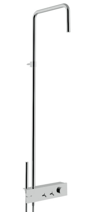 Wall-mtd. shower set, hand-shower and shower head