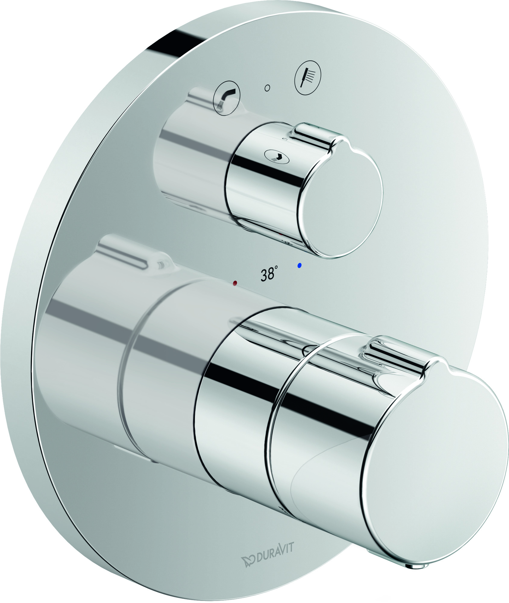 Thermostatic bath mixer with concealed  round chrome