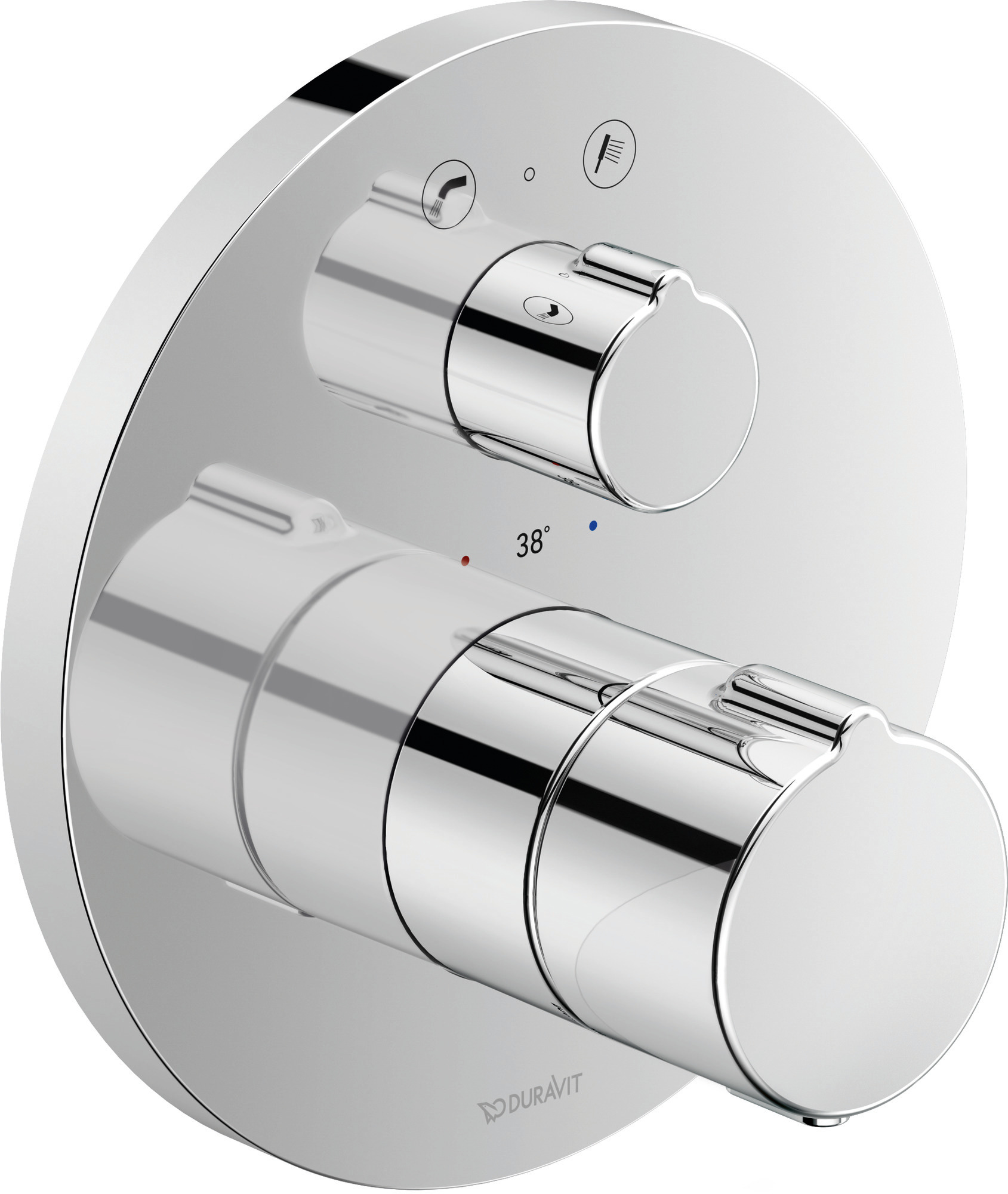 Thermostatic bath mixer with concealed  round chrome