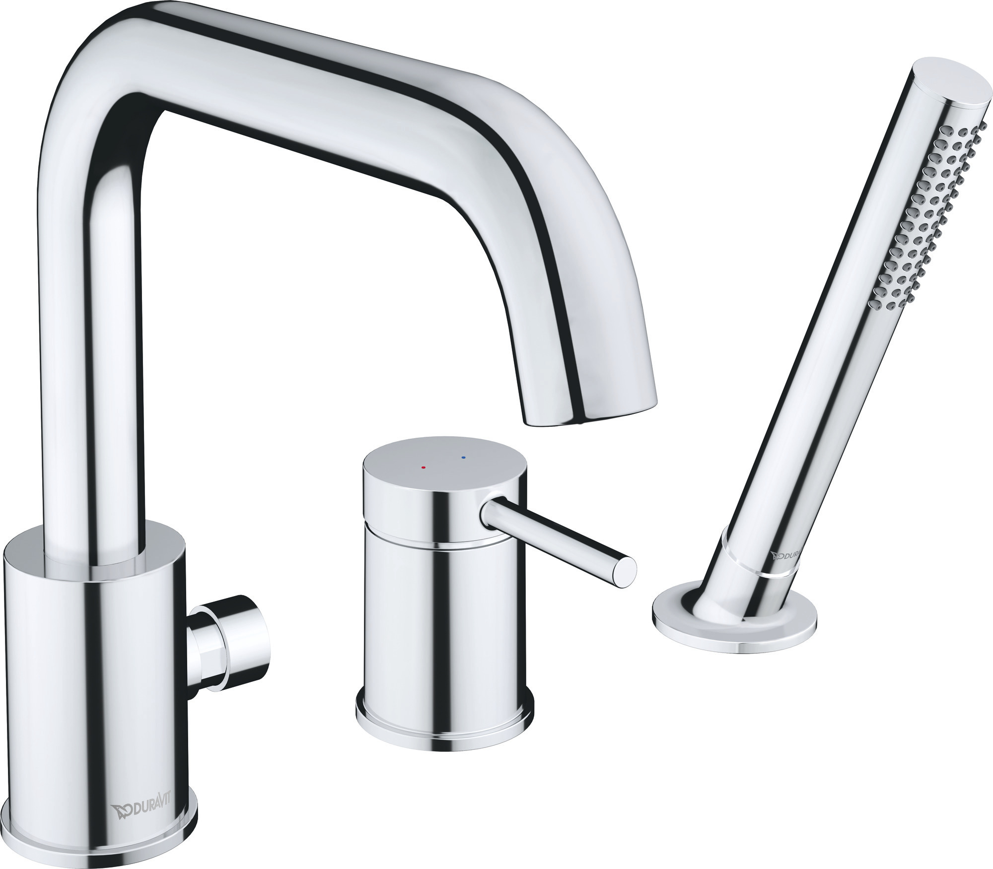3-hole rim-mounted bath mixer