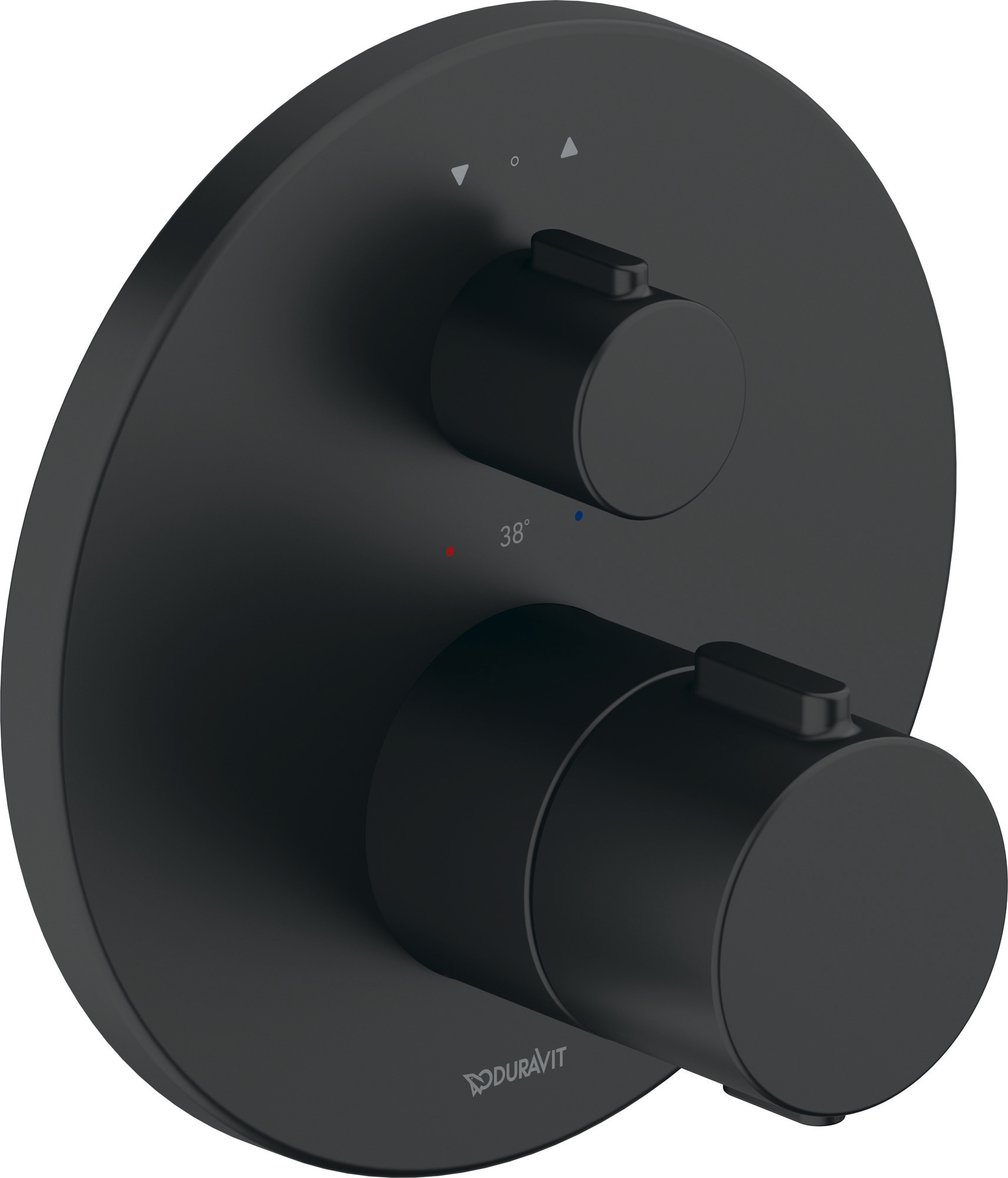 Thermostatic shower/bath mixer concealed round matt black