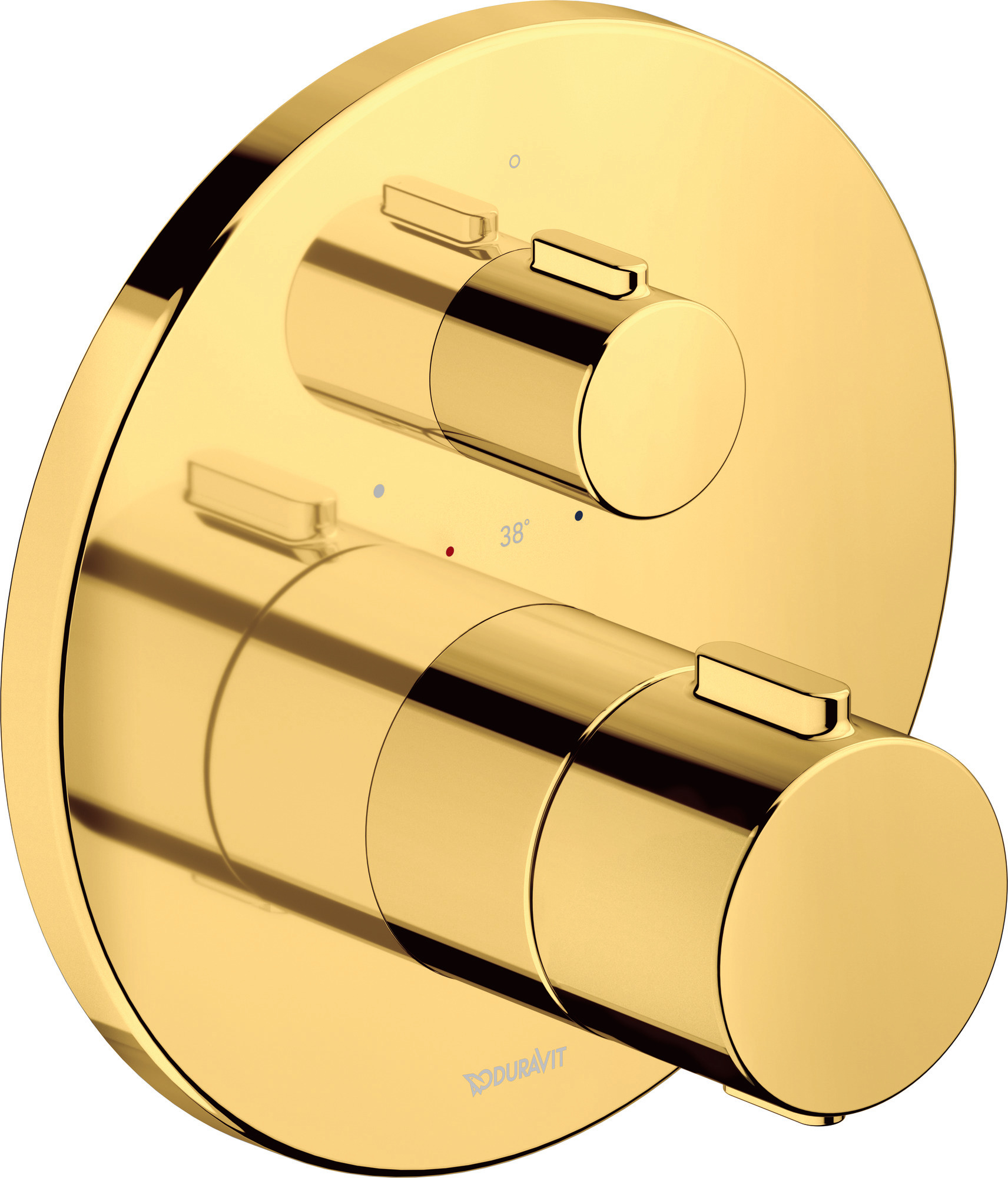 Thermostatic shower mixer concealed round polished gold