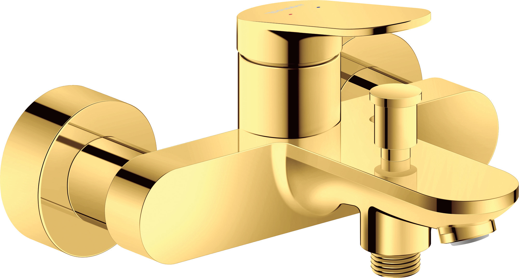 Single lever bath mixer exposed polished gold