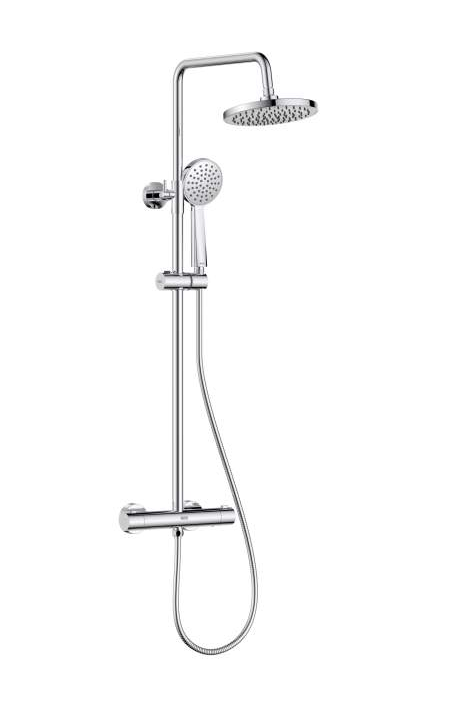 Zing2 Adjustable Thermostatic Rigid Riser Diverter Bar Shower Chrome