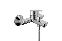 BATH-SHOWER MIXER WITH SHOWER EQUIPMENT AND FLOW RESTRICTOR.