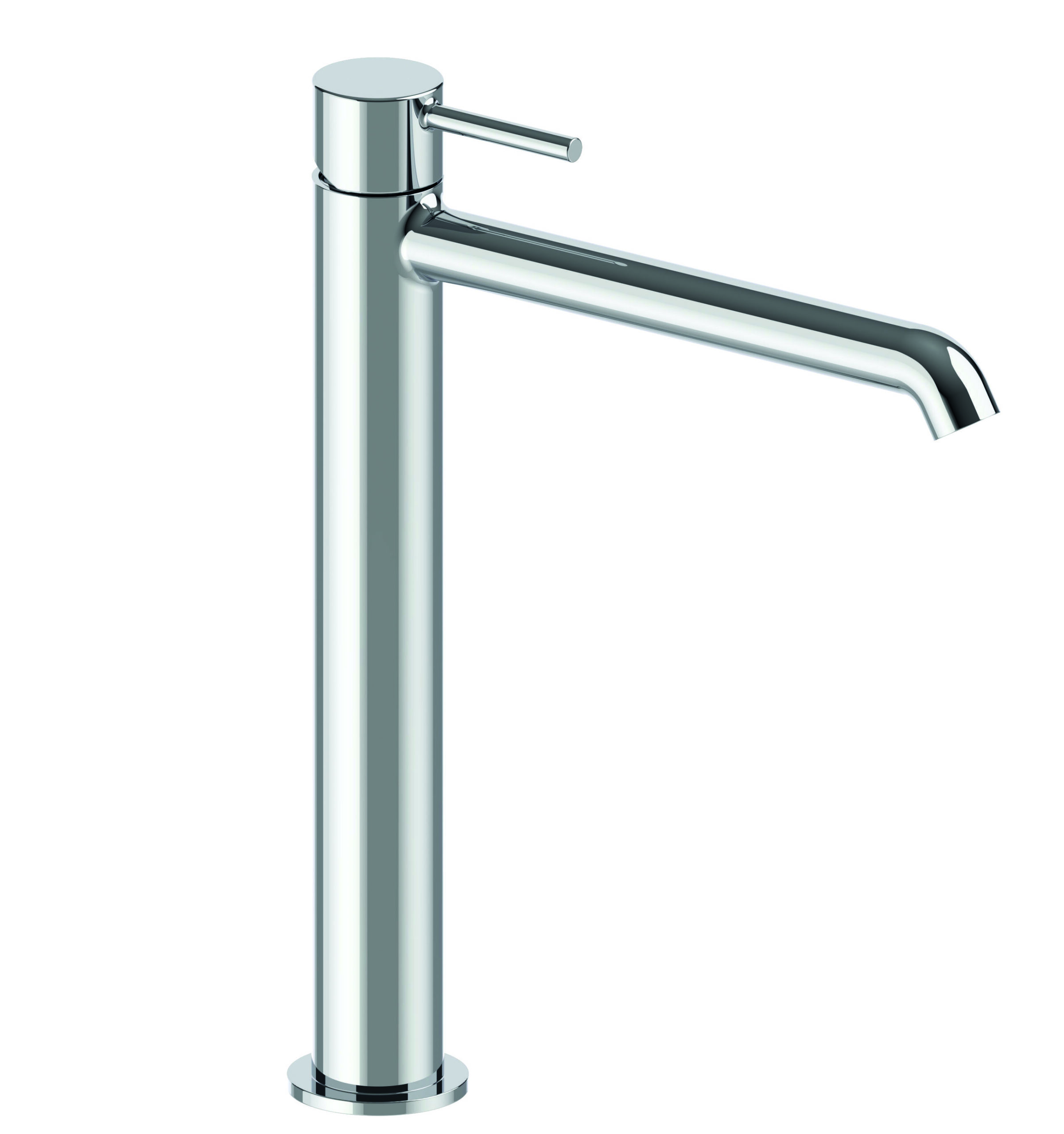 Tall single-control deck-mounted single-hole washbasin mixer, with mechanical mixing