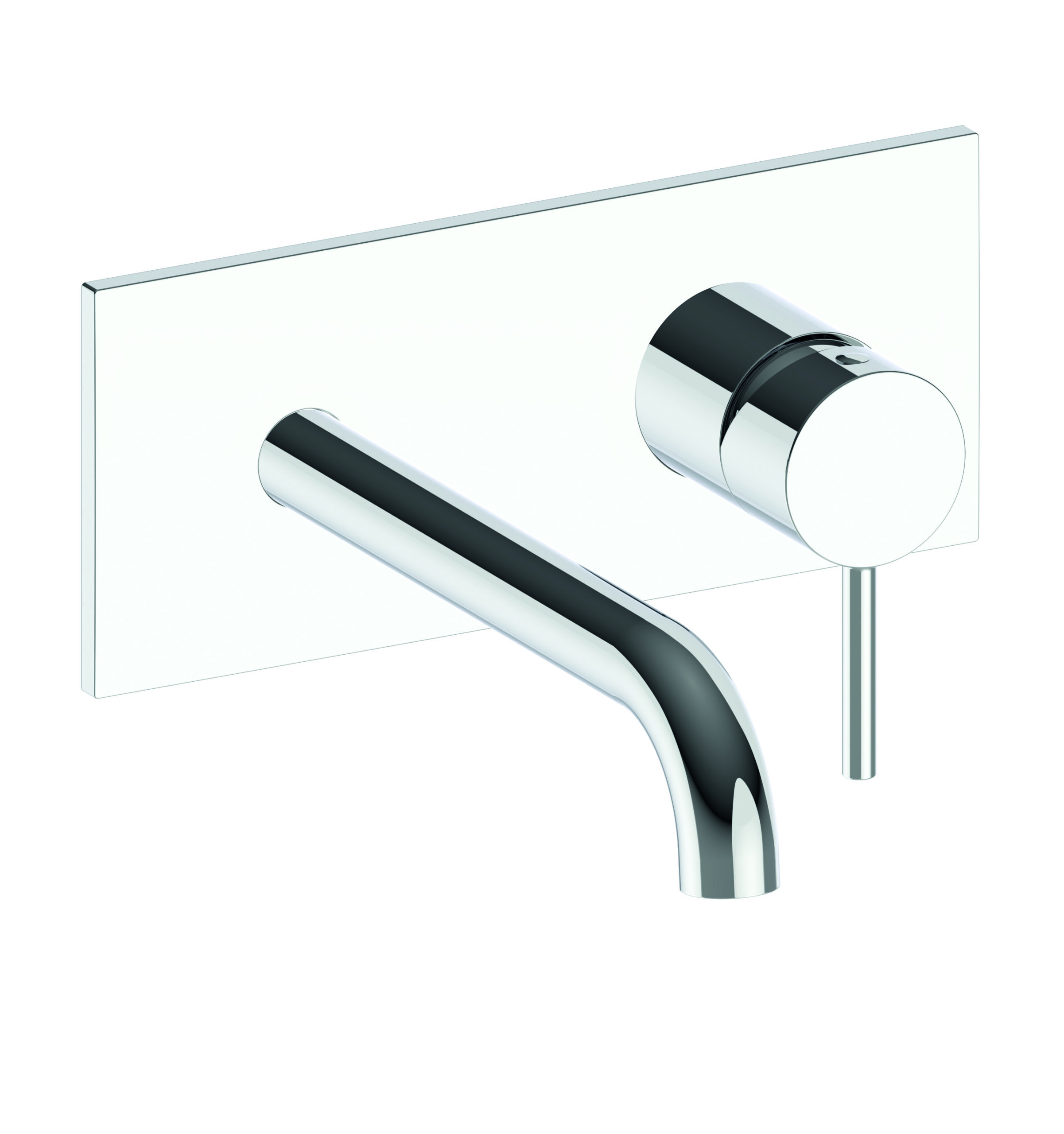 Regular external single-control wall-mounted washbasin set, metal plate, with mechanical mixing, spout length 180 mm, for completion with recessed part CRICS200 (control on the right) CRICS201 (control on the left)
