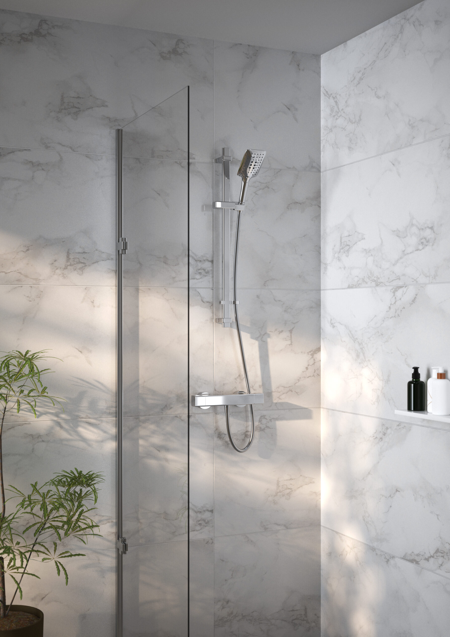 MIO DELUXE SAFE TOUCH 
SINGLE OUTLET 
THERMOSTATIC SHOWER 
WITHT FLEXIBLE RISER 
KIT