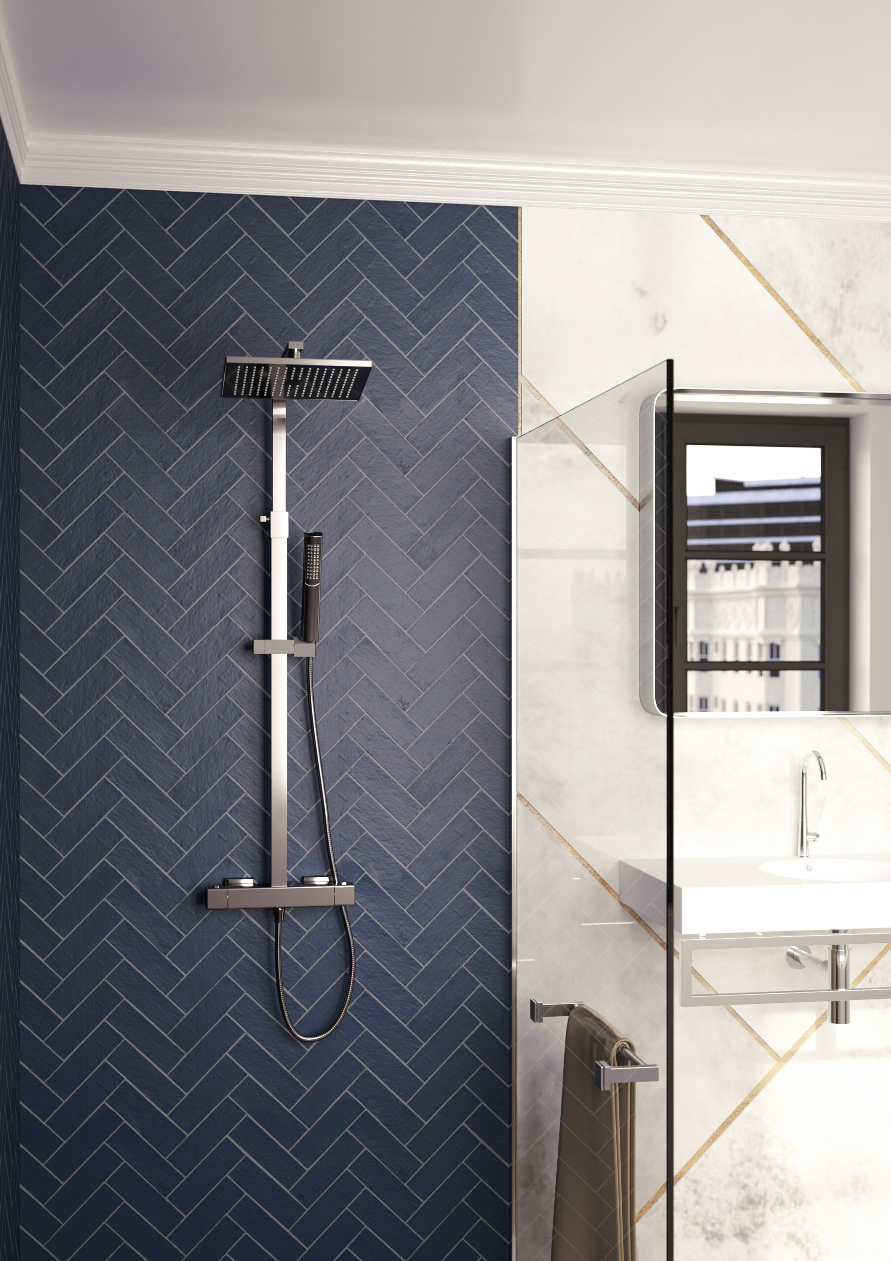 MIO SAFE TOUCH DUAL 
OUTLET THERMOSTATIC 
SHOWER WITH TELESCOPIC 
RISER KIT, OVERHEAD 
SOAKER AND HANDSET