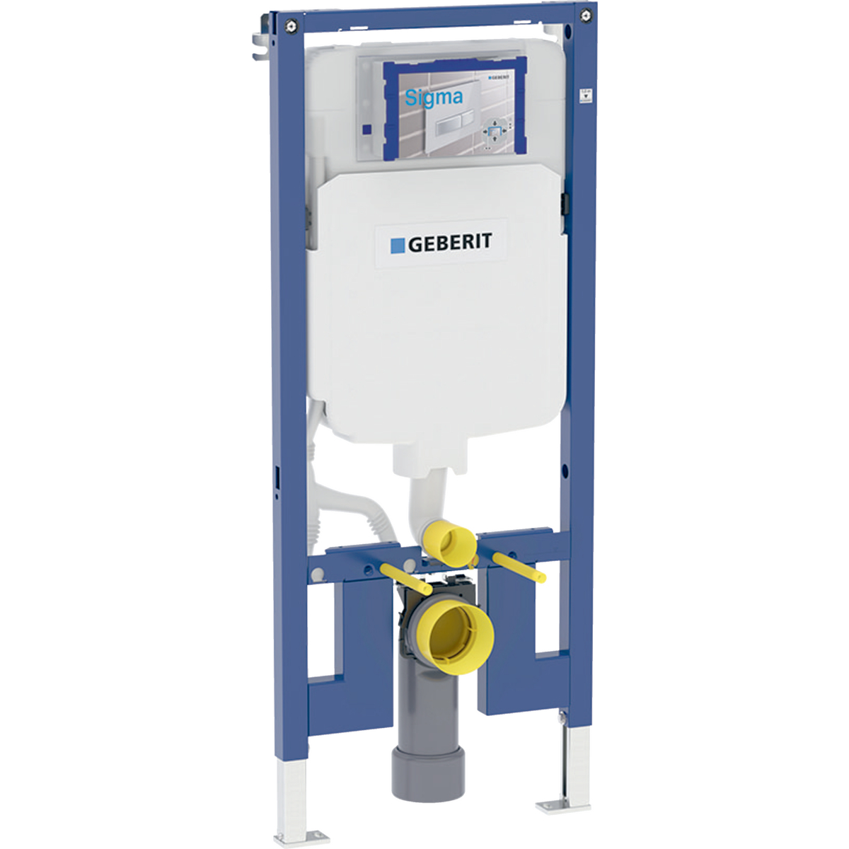 Geberit Duofix element for wall-hung WC, 114 cm, with Sigma concealed cistern 8 cm, connection bend made of PVC